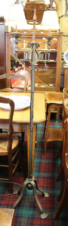 Arts & Crafts Wrought Iron Floor Lamp - SOLD