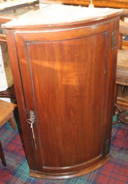 19th cent Mahogany Bow Front Wall Cupboard - SOLD
