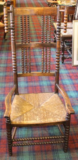 Bobbin Turned Tall Oak Chair - SOLD