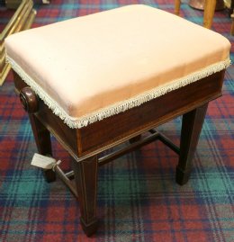 Inlaid Mahogany Adjustable Piano Stool
