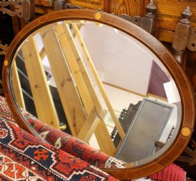 Inlaid Mahogany Oval Mirror - SOLD