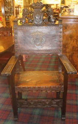 Large Oak & Leather Armchair