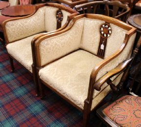 Pair of Inlaid Mahogany Edwardian Chairs - SOLD