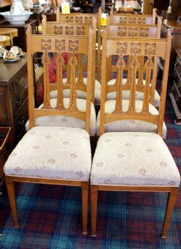 Set of 6 Oak Art Nouveau Chairs - SOLD