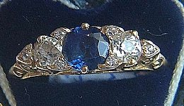 18ct Gold, Sapphire & Old Cut Diamond Ring - SOLD