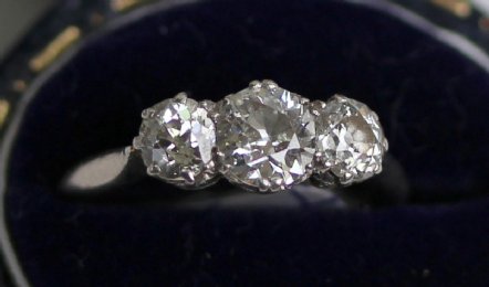 3 stone Old Cut Diamond Ring - SOLD
