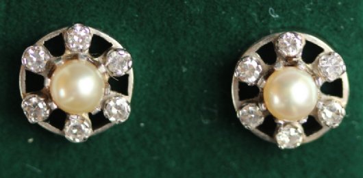 Gold, Pearl & Diamond Earrings - SOLD