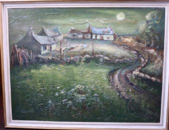 Painting of Cottages Signed "Gordon"