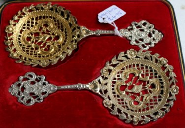 Pr Silver Bonbon Servers with silver gilt bowls
