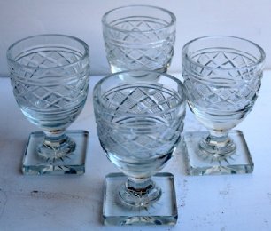 Set of 4 Square Base 19th cent Glasses - SOLD