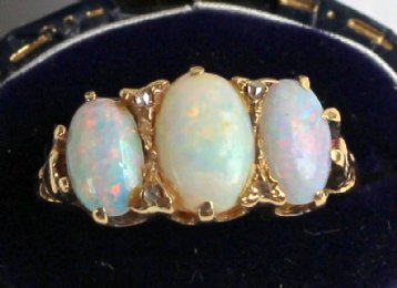 18ct Gold, Opal & Diamond Ring - SOLD
