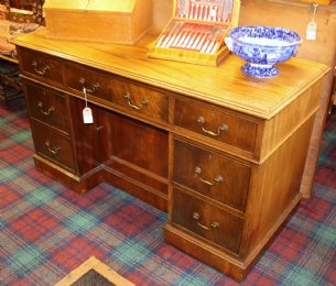 Mahogany Double Pedestal Desk with Cupboard - SOLD