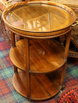 Mahogany Trolley with lift off Glass Tray - SOLD