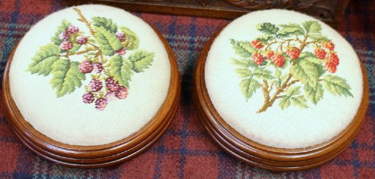 Pair of Mahogany /Tapestry Stools