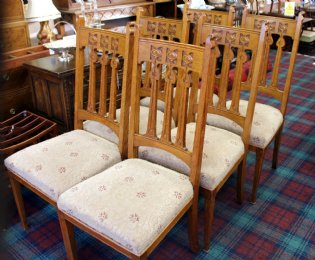 Set of 6 Oak Art Nouveau Chairs