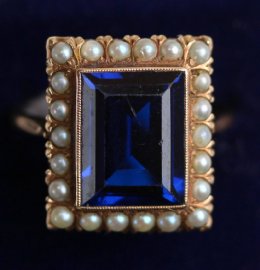 14K Gold,Sapphire & Pearl Ring - SOLD