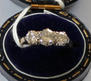 18ct Gold, 3 Stone Diamond Ring - SOLD