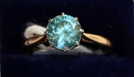 18ct Gold, Blue Zircon Ring , Dated 1939 - SOLD