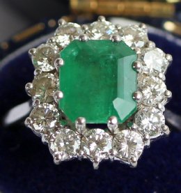 18ct Gold, Emerald & Diamond Ring - SOLD