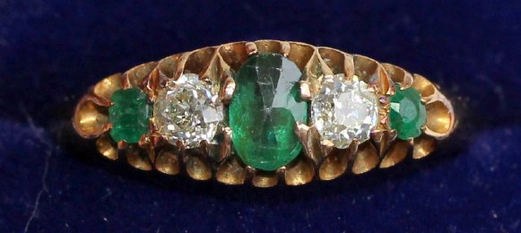 18ct Gold, Emerald Diamond Ring - SOLD