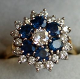 18ct Gold, Sapphire & Diamond Cluster Ring - SOLD