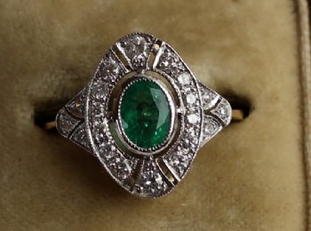 18ct Gold,Emerald & Diamond Ring C1910 - SOLD