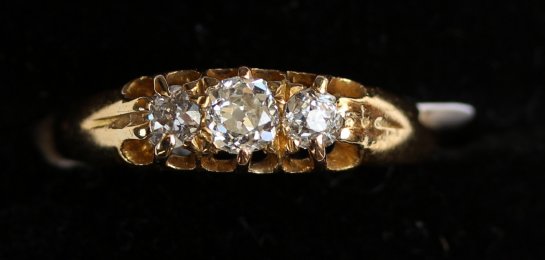 18ct Gold,Old Brilliant Cut Diamond Ring - SOLD