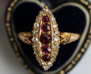 18ct goldRuby & Old Cut Diamond Ring