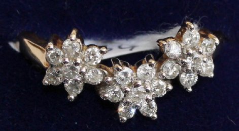 9ct Gold ,Trio of Stars Design Diamond Ring