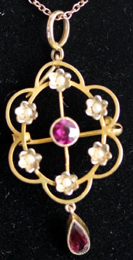 Early 20th cent Gold,Amethyst & Pearl Pendant