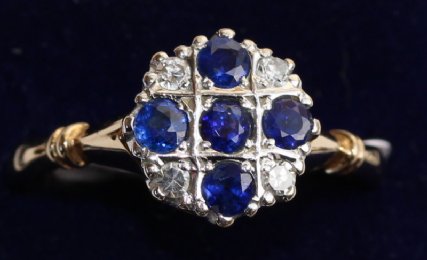 Gold, Art Deco ,Sapphire & Diamond Ring - SOLD