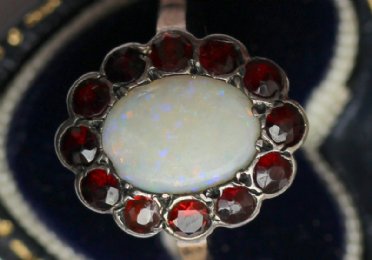 Gold, Opal & Garnet Ring