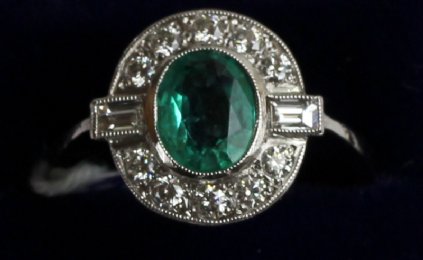 Platinum, Emerald & Diamond Ring - SOLD