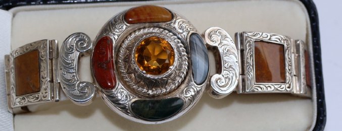 Victorian Silver & Scottish Agate Bracelet - SOLD