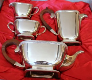 Boxed 4 Pc Silver Plated Tea Service