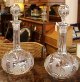 Pr Victorian Etched Decanters - SOLD