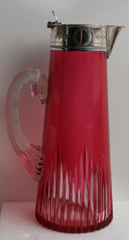 Victorian Cranberry Glass / Silver Plate Claret Jug - SOLD